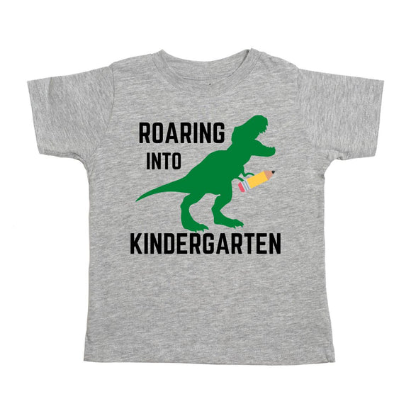 Roaring Into Kindergarten Short Sleeve T-Shirt - Gray
