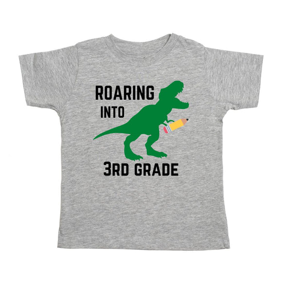 Roaring Into Third Grade Short Sleeve T-Shirt - Gray