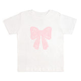 Lace Bow Puff Ink Short Sleeve T-Shirt - White