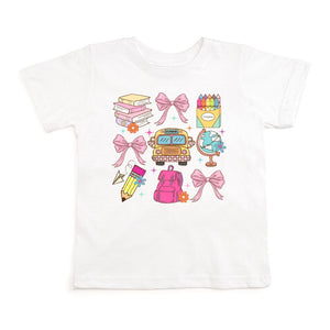 Coquette School Doodle Short Sleeve T-Shirt - White