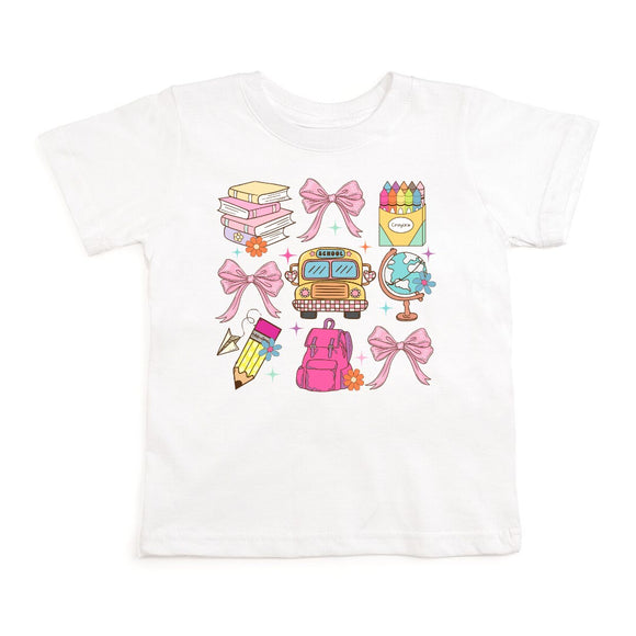 Coquette School Doodle Short Sleeve T-Shirt - White