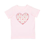 Dainty Rose Pearl Heart Patch Short Sleeve T-Shirt - Ballet