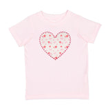 Dainty Rose Pearl Heart Patch Short Sleeve T-Shirt - Ballet