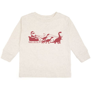 Dino Christmas Long Sleeve Shirt - Natural