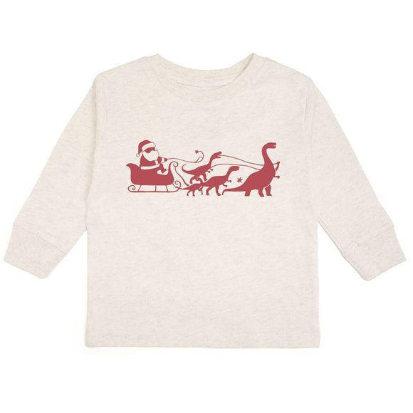 Dino Christmas Long Sleeve Shirt - Natural