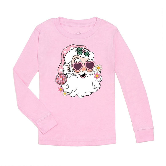 Disco Santa Christmas Long Sleeve Shirt - Pink