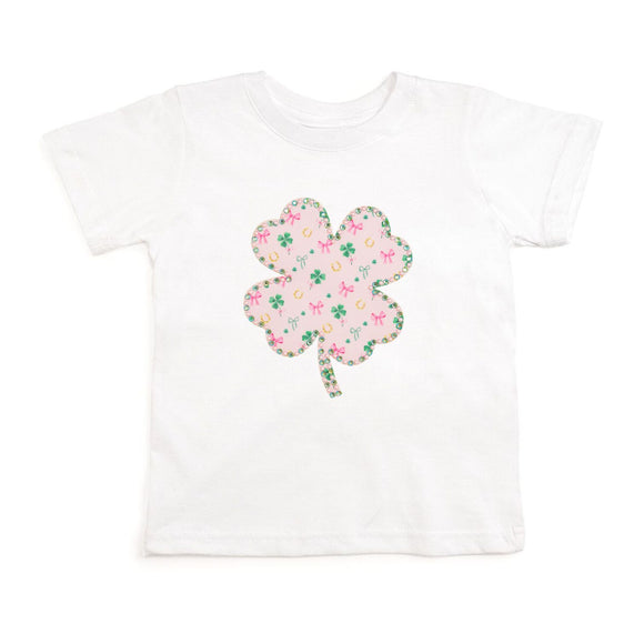 Ditsy Shamrock Patch St. Patrick's Day Short Sleeve T-Shirt - White