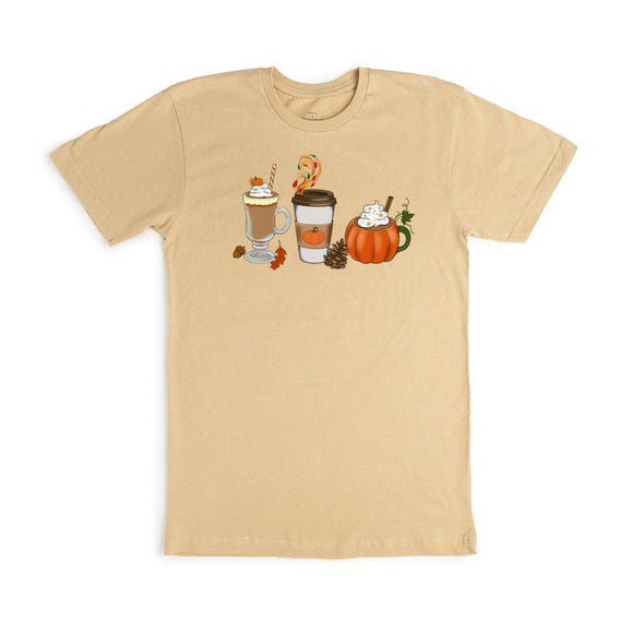 Fall Coffee Adult Short Sleeve T-Shirt - Latte