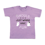 Ghouls Just Wanna Have Fun Lavender and Black Halloween Short Sleeve T-Shirt