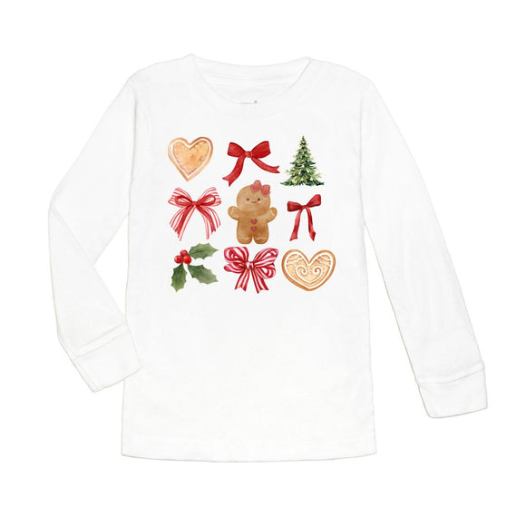 Gingerbread Cutie Christmas Long Sleeve Shirt - White