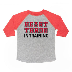 Heart Throb in Training Valentine's Day 3/4 Shirt - Heather/Red