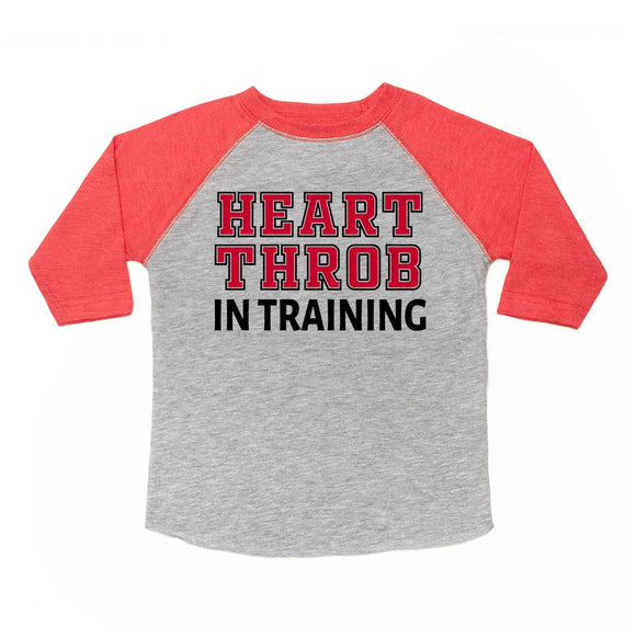 Heart Throb in Training Valentine's Day 3/4 Shirt - Heather/Red