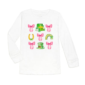 Lucky Coquette St. Patrick's Day Long Sleeve Shirt - White