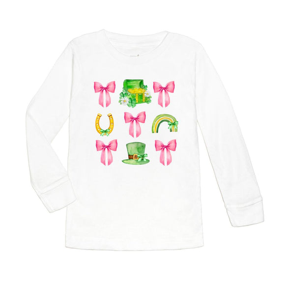 Lucky Coquette St. Patrick's Day Long Sleeve Shirt - White