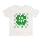 Lucky Shamrock Checkered St. Patrick's Day Short Sleeve T-Shirt - Ash