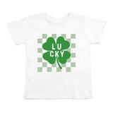 Lucky Shamrock Checkered St. Patrick's Day Short Sleeve T-Shirt - White