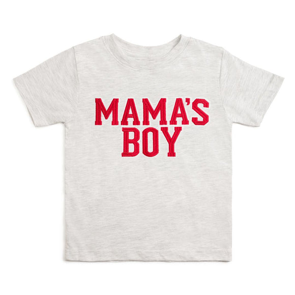 Mama's Boy Varsity Patch Valentine's Day Short Sleeve T-Shirt - Ash