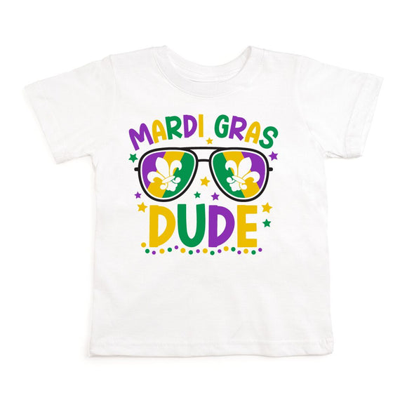 Mardi Gras Dude Short Sleeve T-Shirt - White
