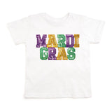 Mardi Gras Sequin Patch Short Sleeve T-Shirt - White