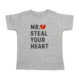 Mr. Steal Your Heart Valentine's Day Short Sleeve T-Shirt - Gray