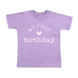 My First Birthday Short Sleeve T-Shirt - Lavender