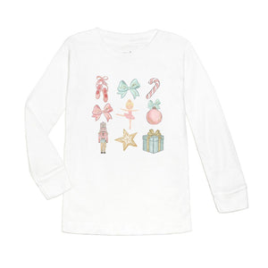 Nutcracker Cutie Christmas Long Sleeve Shirt - White