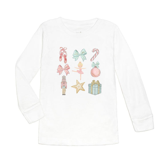 Nutcracker Cutie Christmas Long Sleeve Shirt - White
