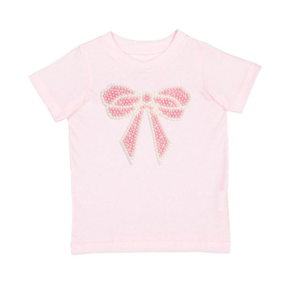 Pearl Bow Patch Short Sleeve T-Shirt - Ballet