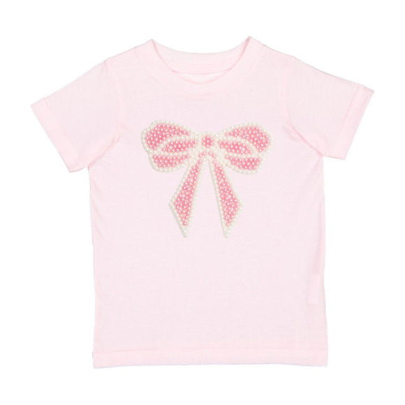 Pearl Bow Patch Short Sleeve T-Shirt - Ballet
