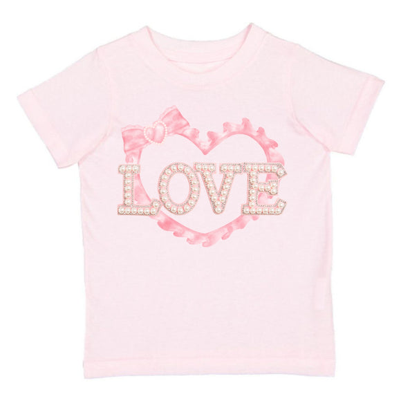 Pearl Love Patch Valentine's Day Short Sleeve T-Shirt - Ballet