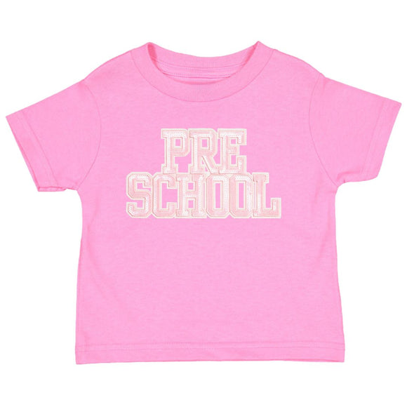 Preschool Sequin Patch Short Sleeve T-Shirt - Raspberry