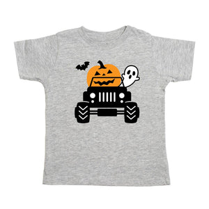 Pumpkin Monster Truck Halloween Short Sleeve T-Shirt - Gray