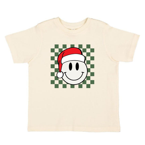 Santa Smiley Christmas Short Sleeve T-Shirt - Natural