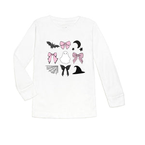 Spooky Coquette Halloween Long Sleeve Shirt - White