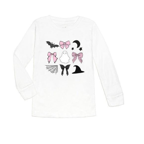 Spooky Coquette Halloween Long Sleeve Shirt - White