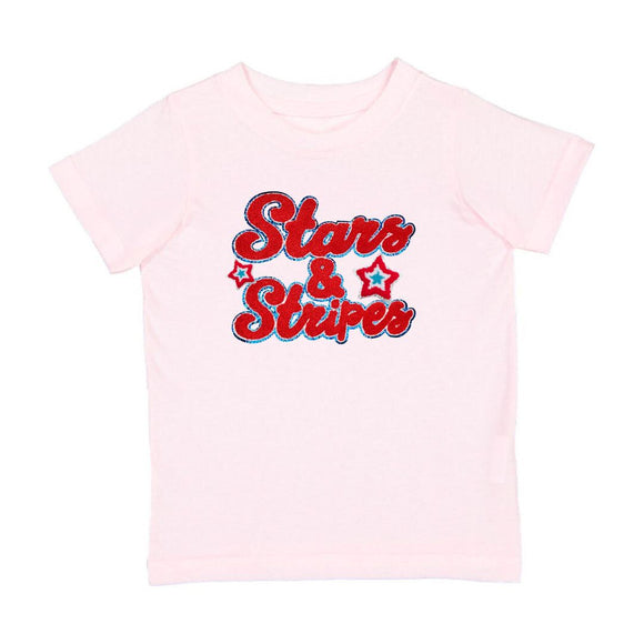 Stars and Stripes Patch Short Sleeve T-Shirt - Ballet
