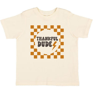 Thankful Dude Checker Thanksgiving Short Sleeve T-Shirt - Natural