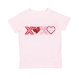 XOXO Sequin Patch Valentine's Day Short Sleeve T-Shirt - Ballet