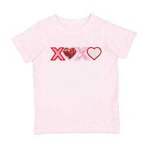 XOXO Sequin Patch Valentine's Day Short Sleeve T-Shirt - Ballet