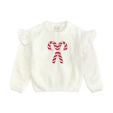 Candy Cane Christmas Ruffle Sweater
