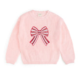 Candy Cane Sequin Bow Patch Christmas Sweater
