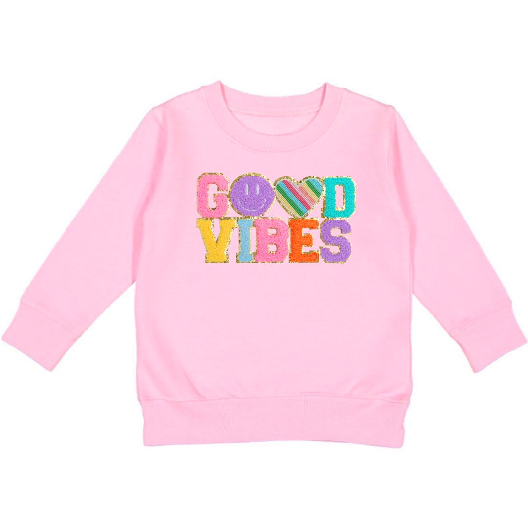 Good Vibes Patch Sweatshirt Pink – Sweet Wink Wholesale