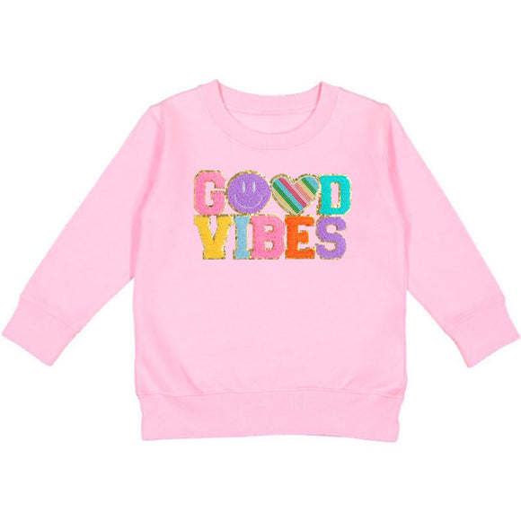 Good Vibes Patch Sweatshirt - Pink
