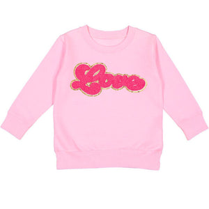 Love Script Patch Valentine's Day Sweatshirt - Pink