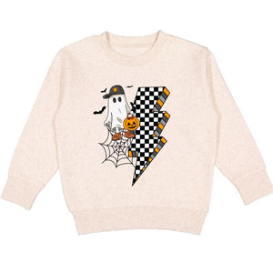 Checker Ghost Halloween Sweatshirt - Natural