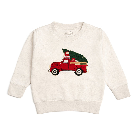Christmas Truck Patch Sweatshirt - Natural