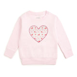 Dainty Rose Pearl Heart Patch Sweatshirt - Ballet