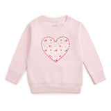 Dainty Rose Pearl Heart Patch Sweatshirt - Ballet