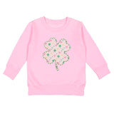 Ditsy Shamrock Patch St. Patrick's Day Sweatshirt - Pink