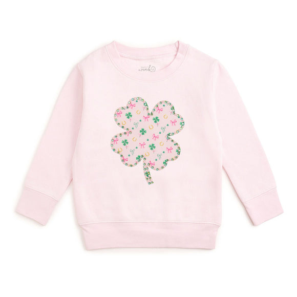 Ditsy Shamrock Patch St. Patrick's Day Sweatshirt - Ballet